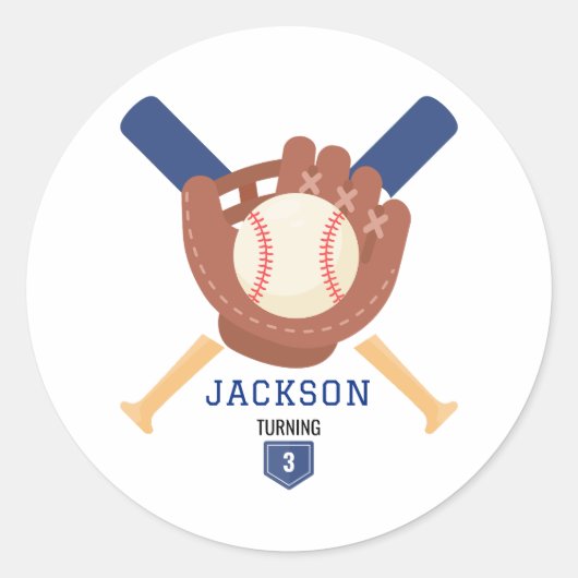 Modern Minimalist Baseball Batter Up Birthday Ronde Sticker (Voorkant)