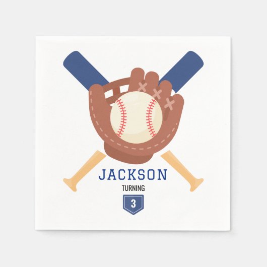 Modern Minimalist Baseball Batter Up Birthday Servet (Voorkant)