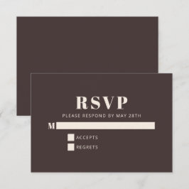 Modern Minimalist Bat Mitzvah Brown Custom RSVP Kaartje
