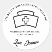 Modern Minimalist Bedankt Graduation party Favor Ronde Sticker (Voorkant)