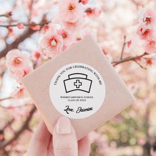 Modern Minimalist Bedankt Graduation party Favor Ronde Sticker