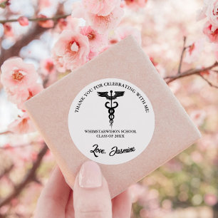 Modern Minimalist Bedankt Graduation party Favor Ronde Sticker