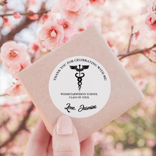 Modern Minimalist Bedankt Graduation party Favor Ronde Sticker