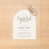 Modern Minimalist Beige Butterfly Bridal Shower Acryl Uitnodigingen (Voorkant)