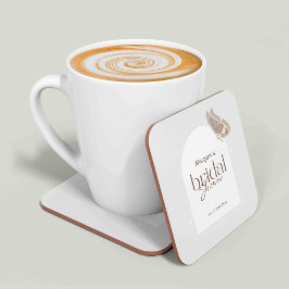 Modern Minimalist Beige Butterfly Bridal Shower Kartonnen Onderzetters