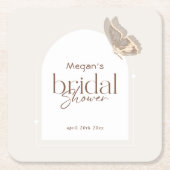 Modern Minimalist Beige Butterfly Bridal Shower Kartonnen Onderzetters (Voorkant)