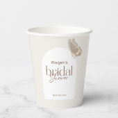 Modern Minimalist Beige Butterfly Bridal Shower Papieren Bekers (Achterkant)