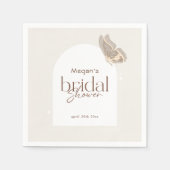 Modern Minimalist Beige Butterfly Bridal Shower Servet (Voorkant)