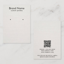 Modern Minimalist Beige Linen Jewelry Display Card Visitekaartje