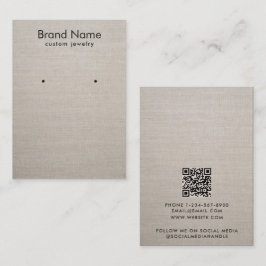 Modern Minimalist Beige Linen Jewelry Display Card Visitekaartje