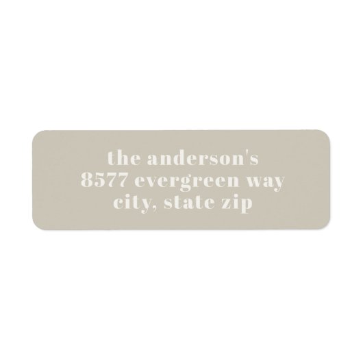 Modern Minimalist Beige Return Address Label (Voorkant)