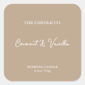 Modern Minimalist Beige Script Candle Label  (Voorkant)