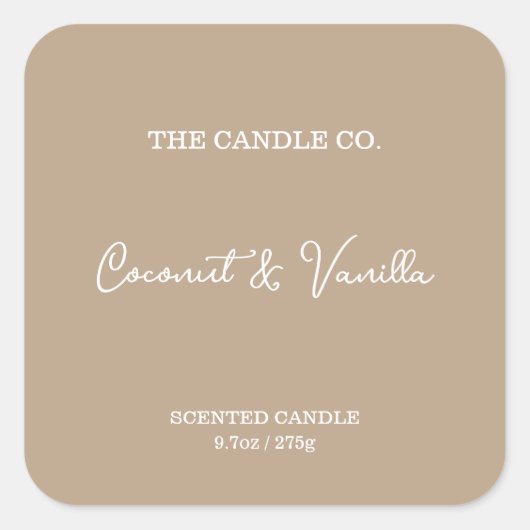 Modern Minimalist Beige Script Candle Label (Voorkant)
