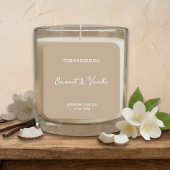Modern Minimalist Beige Script Candle Label