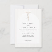 Modern Minimalist Beige Striped Arch Wedding Kaart (Voorkant)