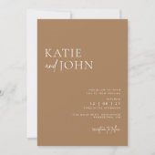 Modern minimalist Beige Tan Boho Wedding Kaart (Voorkant)