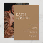 Modern minimalist Beige Tan Boho Wedding Kaart (Voorkant / Achterkant)