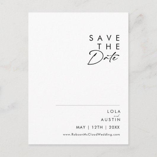 Modern minimalist bewaart het Briefkaart Datum (Voorkant)