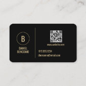 Modern Minimalist Black and Gold Monogram Visitekaartje (Achterkant)