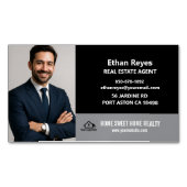 Modern Minimalist Black and Grey Photo Magnetisch Visitekaartje (Voorkant)