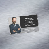 Modern Minimalist Black and Grey Photo Magnetisch Visitekaartje (Voorbeeld)