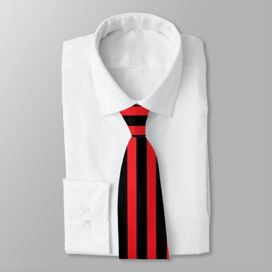 Modern Minimalist Black and Red Stripes Stropdas (Gebonden)