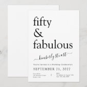 Modern Minimalist Black and White 50th Birthday Kaart (Voorkant / Achterkant)