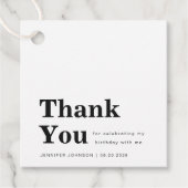 Modern Minimalist Black And White Birthday  Bedankjes Labels (Voorkant)