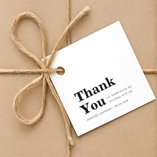 Modern Minimalist Black And White Birthday  Bedankjes Labels