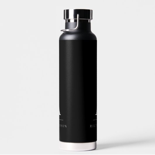 Modern Minimalist Black and White Monogram Waterfles (Rechts)