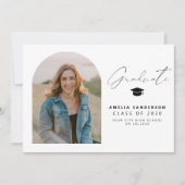 Modern minimalist black and white photo graduation kaart (Voorkant)