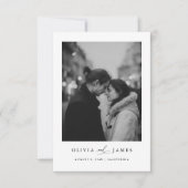 Modern Minimalist Black and White Photo Wedding Kaart (Voorkant)