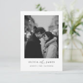 Modern Minimalist Black and White Photo Wedding Kaart (Staand voorkant)