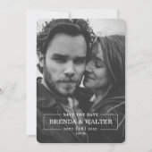 Modern Minimalist Black And White Photo Wedding  Kaart (Voorkant)