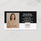 Modern Minimalist Black and White QR Code Photo Visitekaartje (Voorkant)