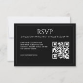 Modern minimalist black and white QR code wedding RSVP Kaartje (Voorkant)