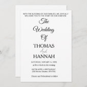 Modern Minimalist Black and White Wedding Classic Kaart (Voorkant / Achterkant)
