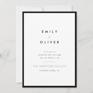 Modern Minimalist Black and White Wedding Kaart