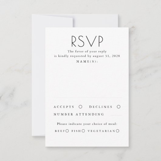 Modern Minimalist Black and White Wedding RSVP Kaartje (Voorkant)