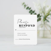  Modern Minimalist Black and White Wedding RSVP Kaartje (Staand voorkant)