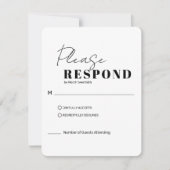  Modern Minimalist Black and White Wedding RSVP Kaartje (Voorkant)