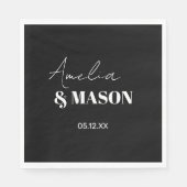 Modern Minimalist Black and White Wedding Servet (Voorkant)