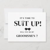 Modern Minimalist Black Asking Groomsman Proposal Notitiekaartje (Voorkant)