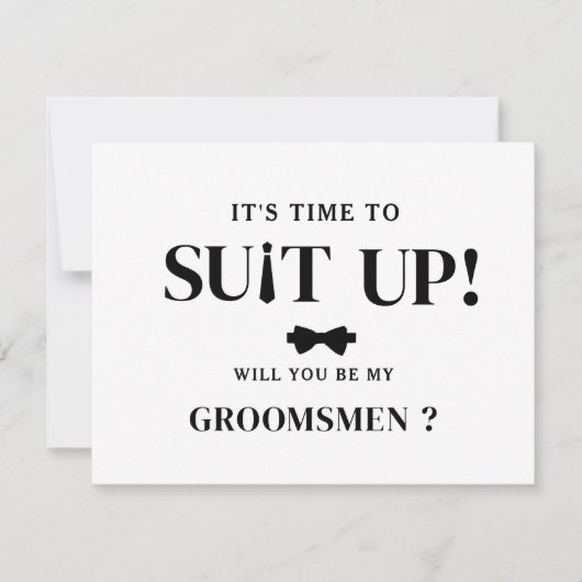 Modern Minimalist Black Asking Groomsman Proposal Notitiekaartje (Voorkant)