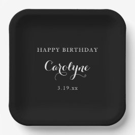 Modern Minimalist Black Birthday  Papieren Bordje