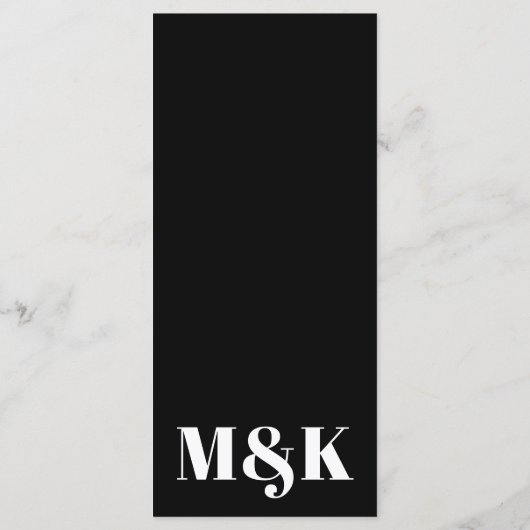 Modern minimalist Black Bold Typography Wedding Menu (Achterkant)