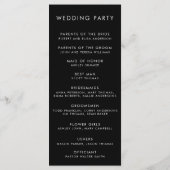 Modern minimalist Black Bold Typography Wedding Programmakaart (Achterkant)