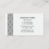 Modern Minimalist Black Celtic Interlaced Border B Visitekaartje (Achterkant)