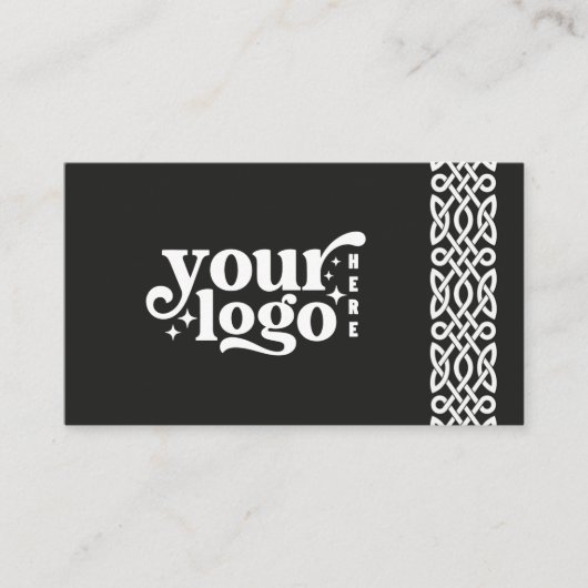 Modern Minimalist Black Celtic Interlaced Border B Visitekaartje (Voorkant)