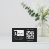 Modern Minimalist Black Custom Logo QR Code Visitekaartje (Staand voorkant)